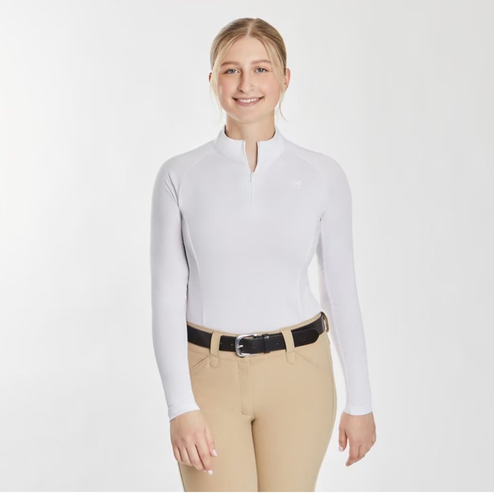 BRAND NEW SmartPak Piper SmartCore Long Sleeve ¼ Zip Sun Shirt, White, Small